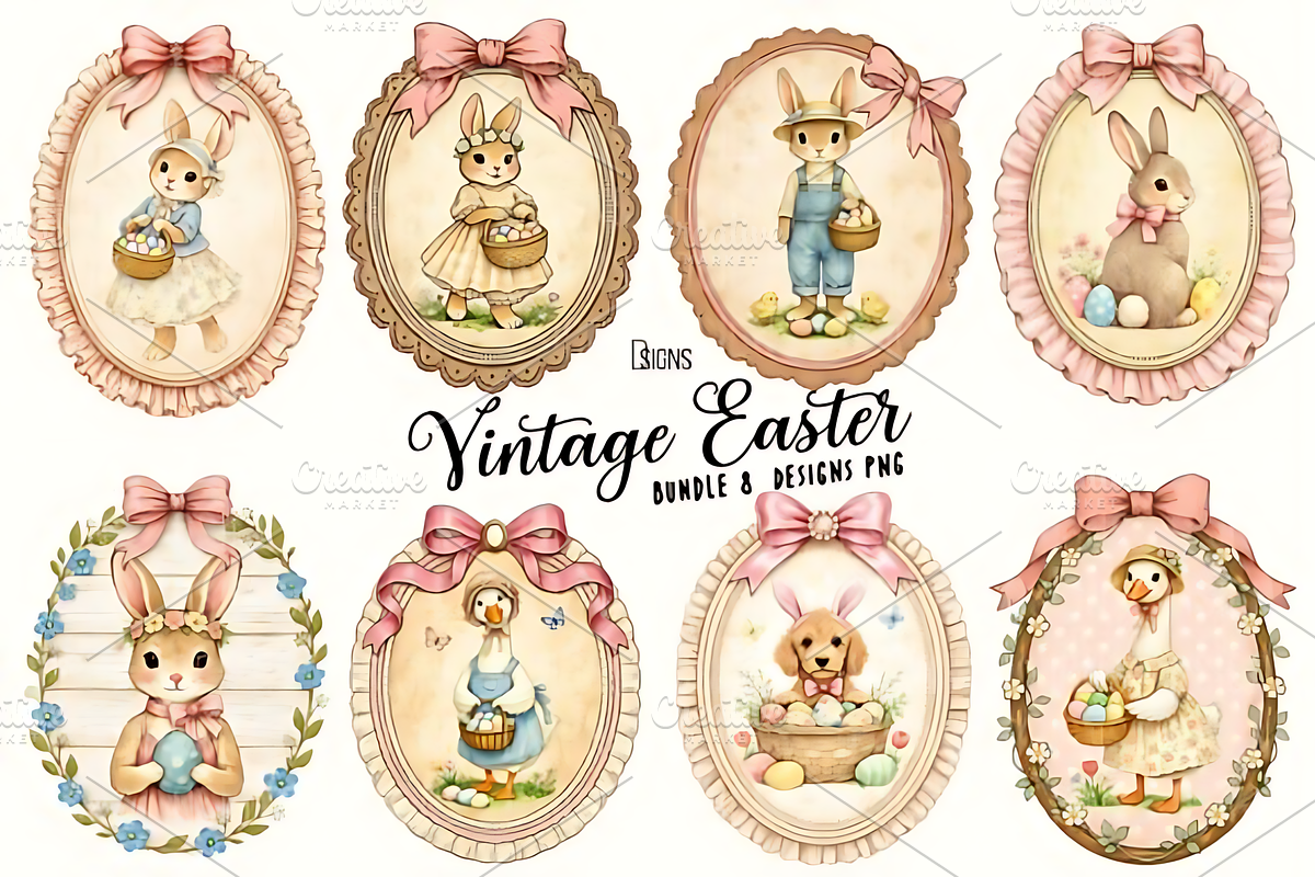 Vintage Easter Bunny Clipart Png, a Seasonal Illustration by Design Station (Photo 1 of 4)