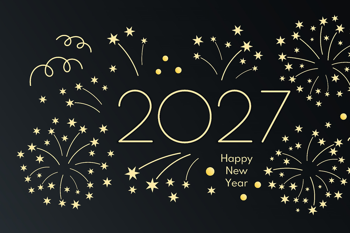 Golden fireworks, stars, 2027 Happy, a Seasonal Illustration by sceptical cactus (Photo 3 of 3)