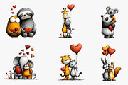 Valentine's Day Animal Couple Clipar, an Illustration by CreationArt (Thumbnail 5 of 5)
