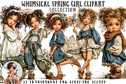 Whimsical Spring Girl Clipart, an Illustration by OK Design (Thumbnail 1 of 6)