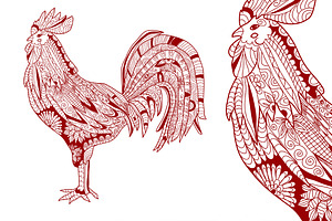 Rooster Silhouettes And Patterns