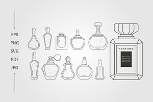 set of perfume bottles vector, an Object Illustration by lawoel