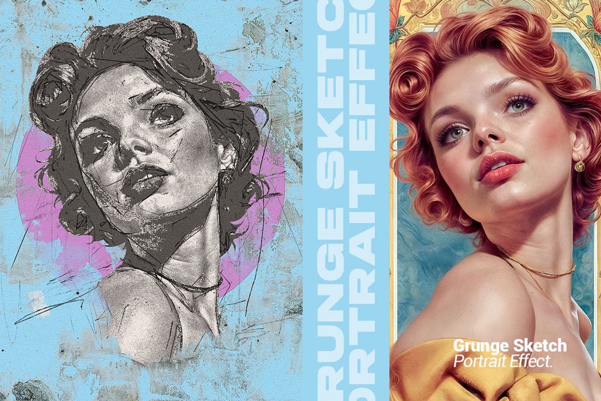 Grunge Sketch Portrait Effect, an Action Add-On by Amorjesu.com (Photo 21 of 21)