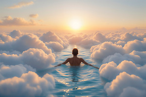 Swimming through surreal clouds, a Photo by rarrarorro