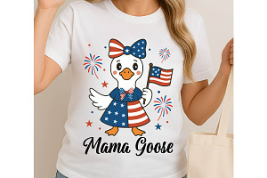 4th of July Mama Goose SVG PNG, an Object Graphic by Digi_Design_World