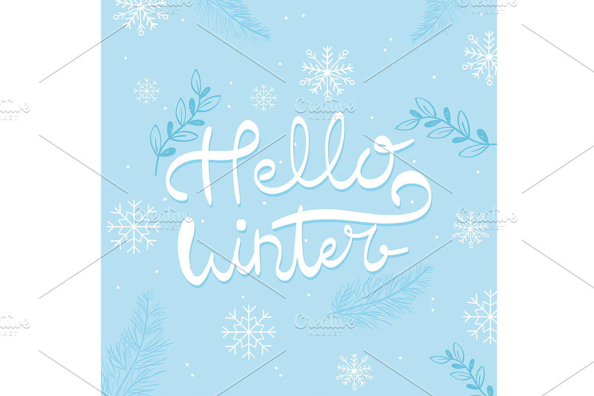 hello winter lettering, an Illustration by studiogstock