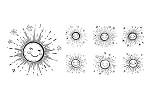 Sketch happy sun characters, an Object Illustration by Valerie Bodnar