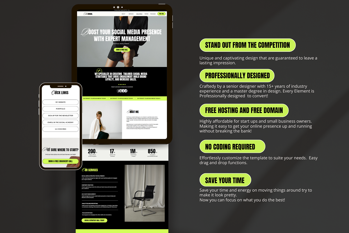 Bold Website Template Bundle Canva, a Websites & App Template by Row Creative (Photo 2 of 10)
