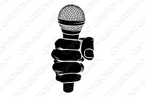 Fist Hand Holding Mic Microphone, an Illustration by Christos Georghiou