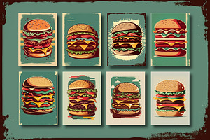 Retro Poster With Burgers. Vintage.