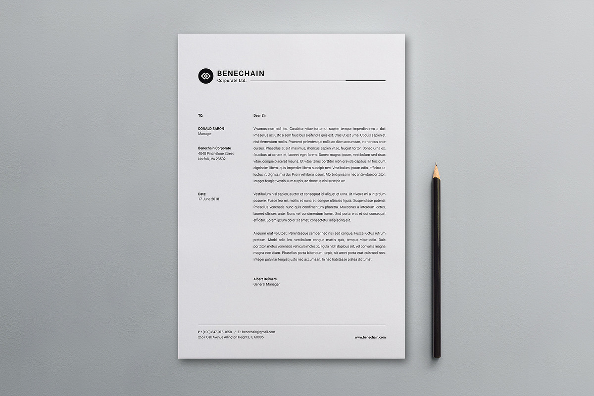 Minimal Corporate Letterhead, a Stationery Template by Dkgray77 (Photo 2 of 2)