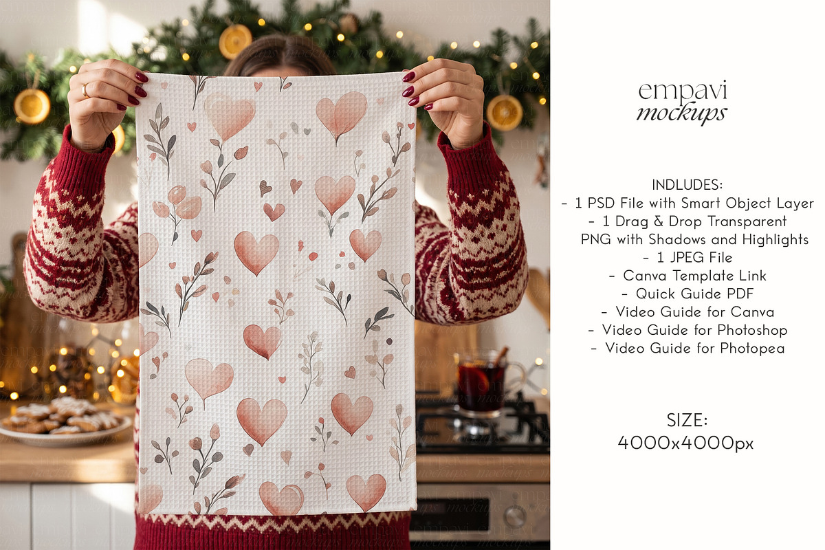 Christmas Tea Towel Mockup, a Household Mockup by EmpaviMockups (Photo 5 of 6)