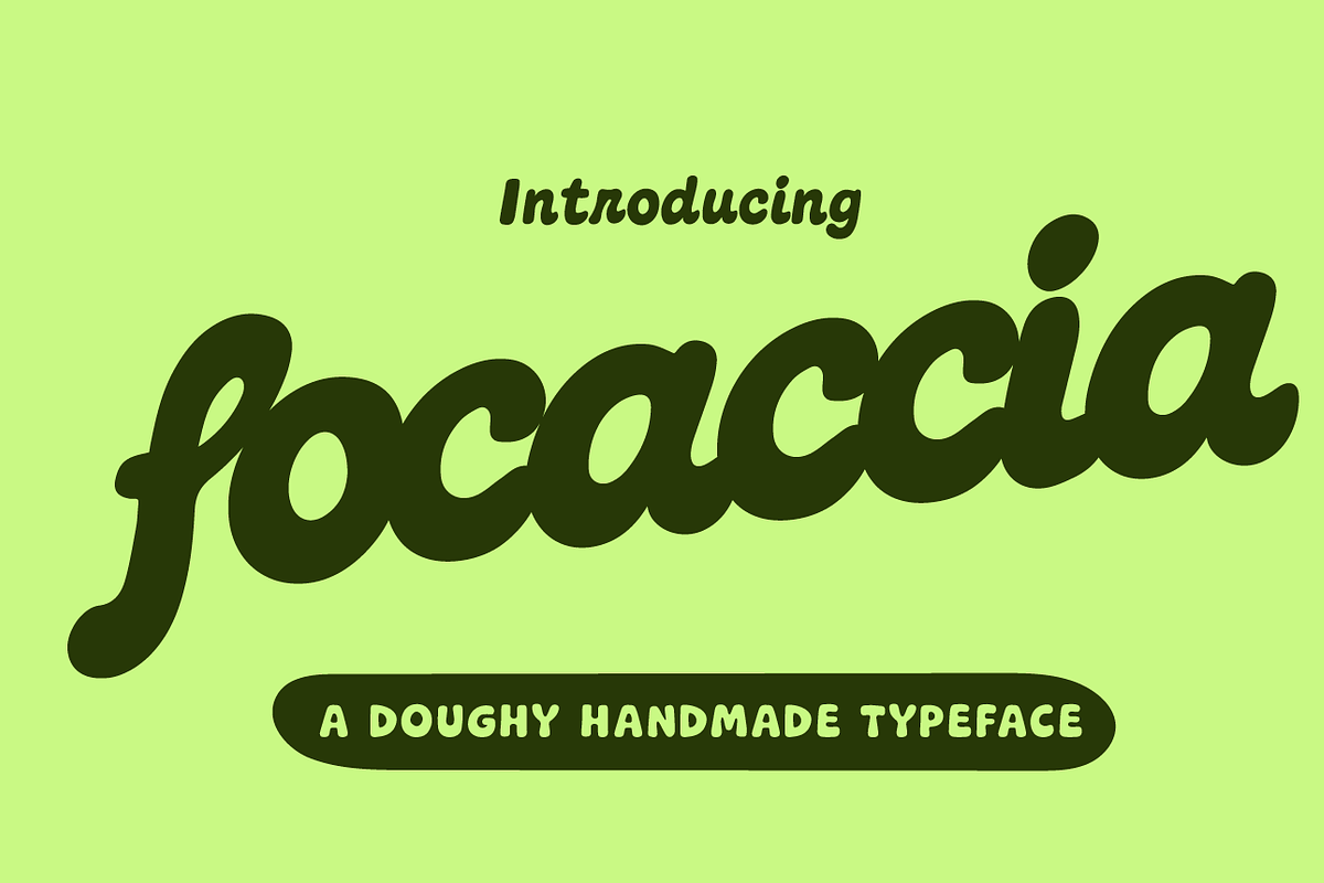 Focaccia — Display & Script Typeface, a Script Font by Press & Pen (Photo 1 of 5)