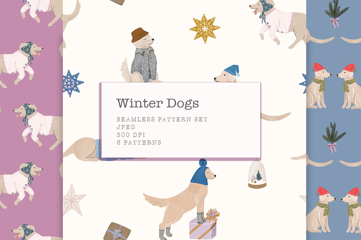 Winter dogs hand drawn patterns, a Pattern Graphic by Katie Lisker (Photo 1 of 3)