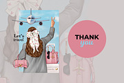 Travel Fashion Girl Clipart Set, an Illustration by designs.svkl (Thumbnail 6 of 6)