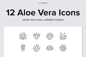 Aloe Vera Line Icons