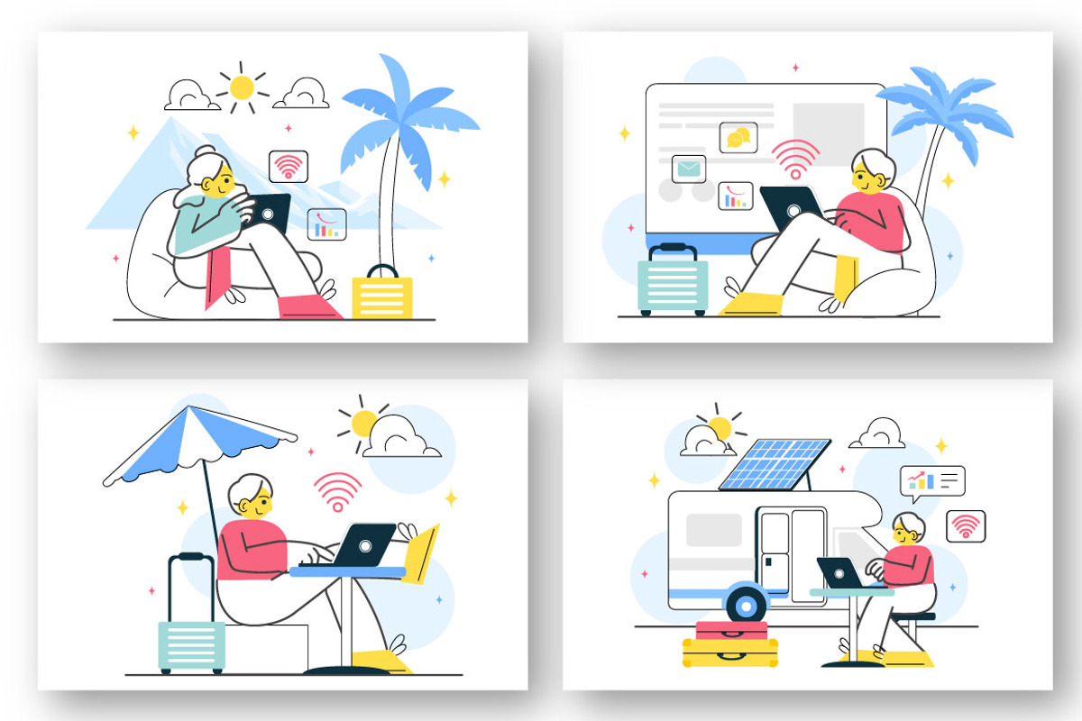 10 Digital Nomad Lifestyle Vector, a Work Illustration by denayunebgt (Photo 2 of 4)