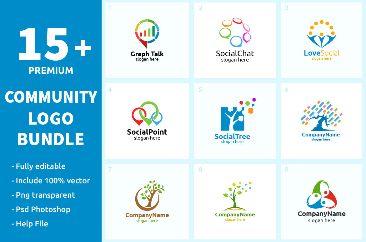 15+ Community Logo Bundle, a Branding & Logo Template by denayunebgt