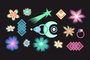 Neon Gradient Mystical Bloom, a Decorative Illustration by barsrsind