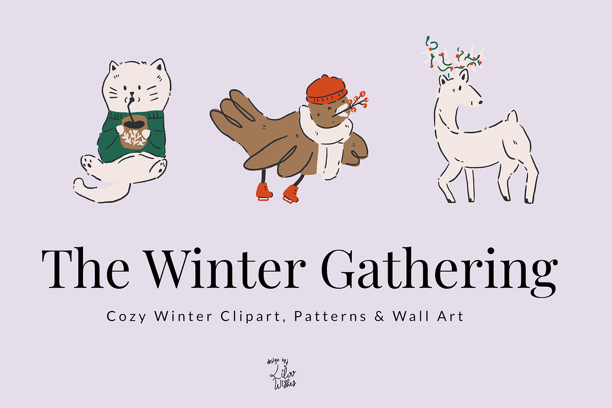 The Winter Gathering: Winter Clipart, a Seasonal Illustration by lilovwishes (Photo 1 of 8)