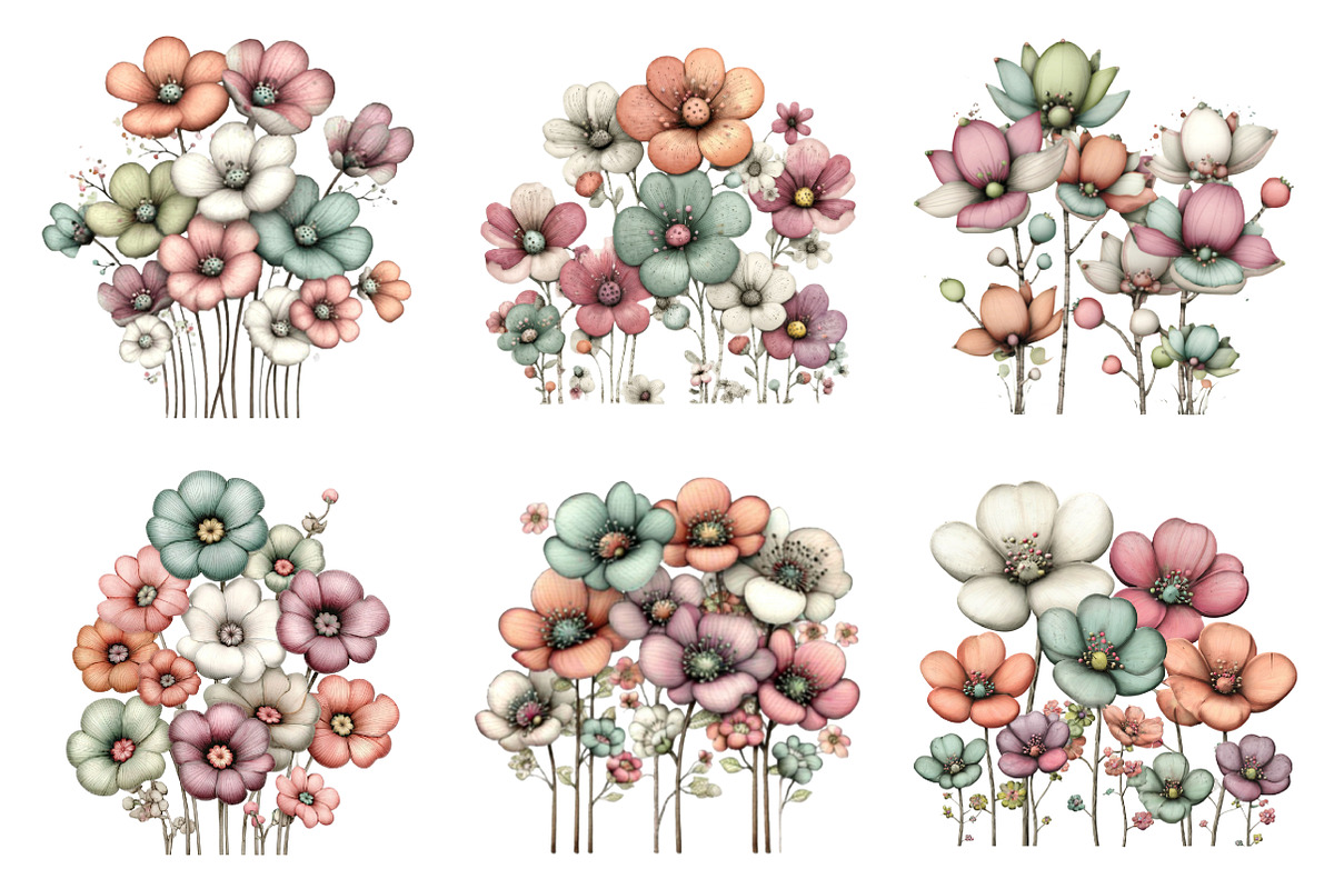 Whimsical spring flowers clipart, an Illustration by SinaCreation (Photo 5 of 11)