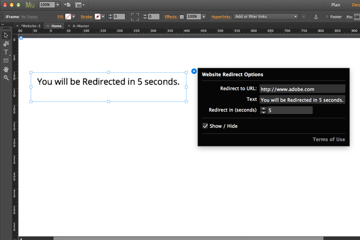 Website Redirect Adobe Muse Widget preview 2