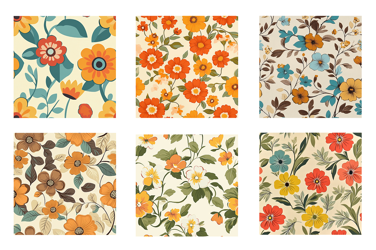 Seamless Retro Flowered Wallpaper, a Pattern Graphic by Chromolume Studio (Photo 2 of 15)