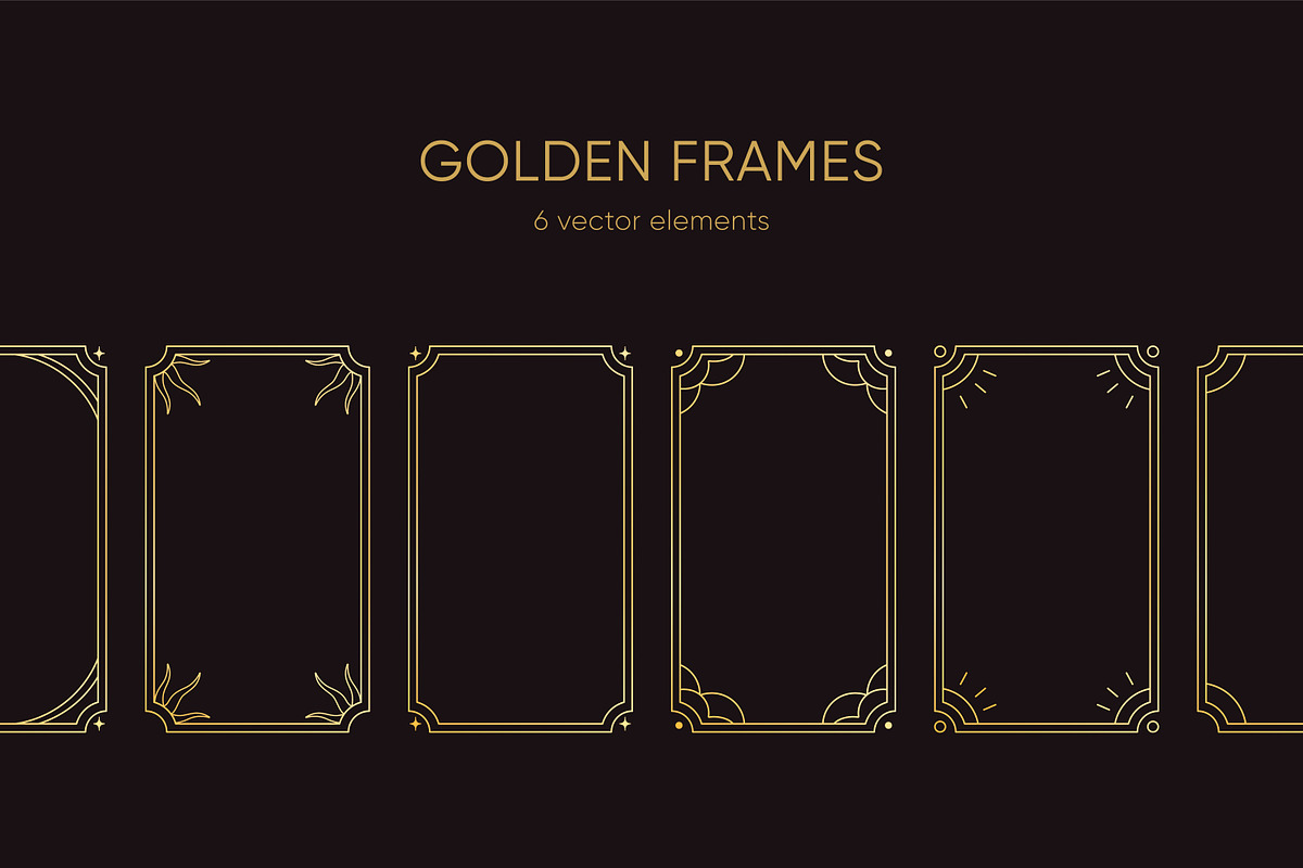 Golden line art frames set, a Background Graphic by Good Studio (Photo 1 of 5)