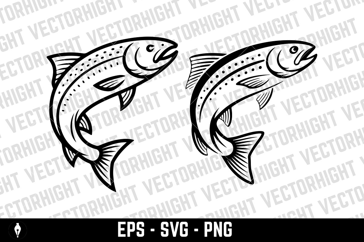 Illustrations of a salmon, an Animal Illustration by Vectorhight (Photo 5 of 5)