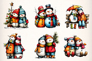 Winter Snowman Clipart PNG, an Illustration by Dream Creation (Thumbnail 3 of 7)