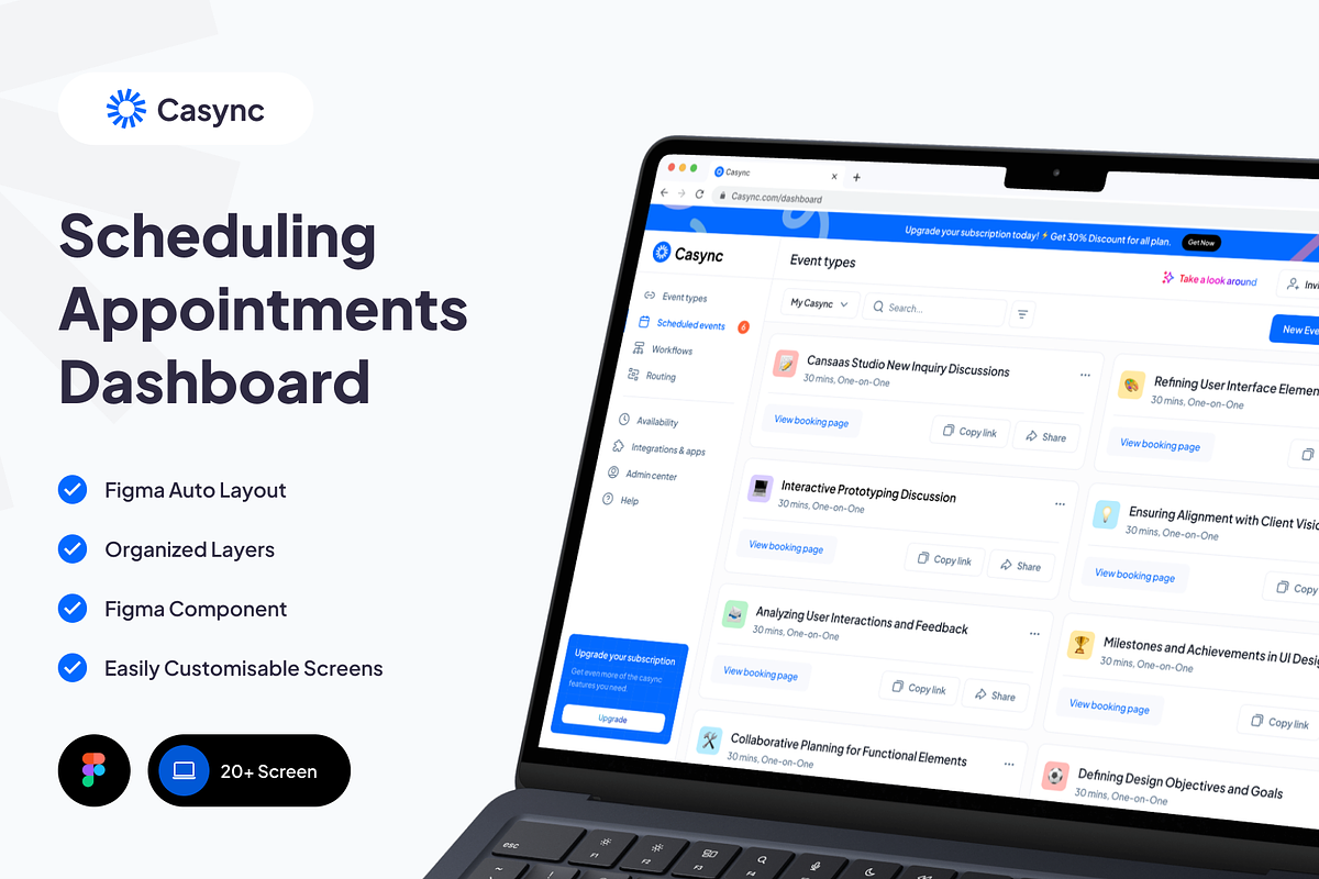 Casync - Appointment Dashboard, an UI Kit Template by cansaasstudio (Photo 1 of 6)