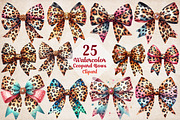 Watercolor Leopard Bows Clipart PNG, a Work Illustration by SinaCreation (Thumbnail 1 of 5)
