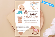 Baby Shower Invitation Template, an Invitation Template by SimoDigitalArt (Thumbnail 3 of 8)