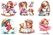 Cute Girl Playing Clipart, an Illustration by DreamArtGraphic (Thumbnail 3 of 4)
