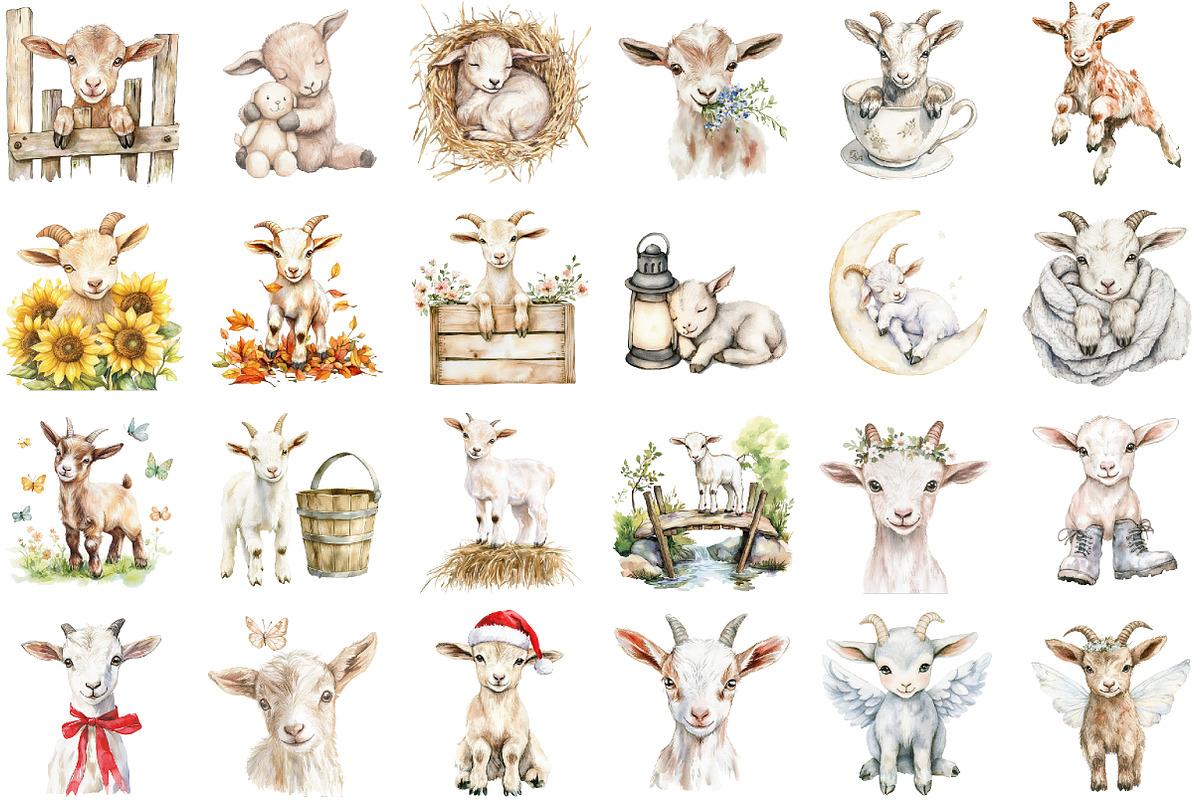 Cute Goat Clipart Baby Goat Png, an Illustration by Sublimation Artist (Photo 2 of 6)
