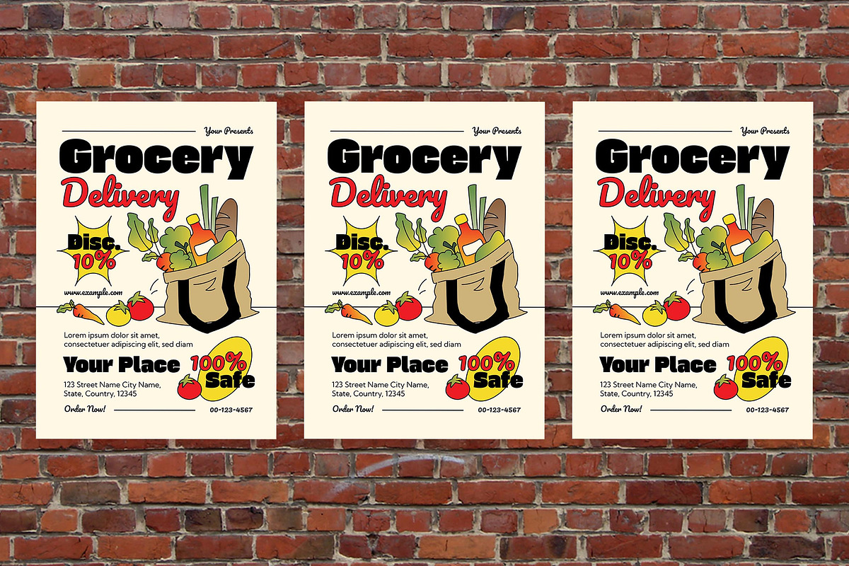 Modern Grocery Delivery Flyer Set, a Flyer Template by Aiyari Graphic (Photo 3 of 3)