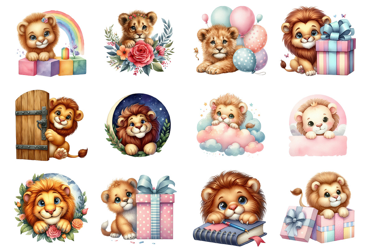 Cute Lion Peeking Around Corner, an Illustration by Design Market (Photo 3 of 3)