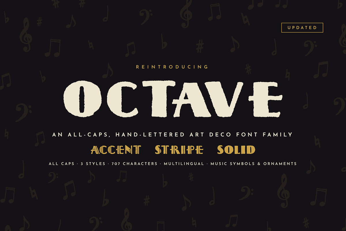 Octave 2.0 | An Art Deco Font Family, a Sans Serif Font by Lauren Hodges (Photo 1 of 13)