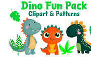 Dino Fun Pack Clipart & Patterns, an Illustration by ChubbyBunny Art (Thumbnail 1 of 5)