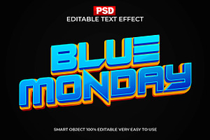 Blue Monday Neon 3D Text Effect PSD, a Layer Style Add-On by Design Fly
