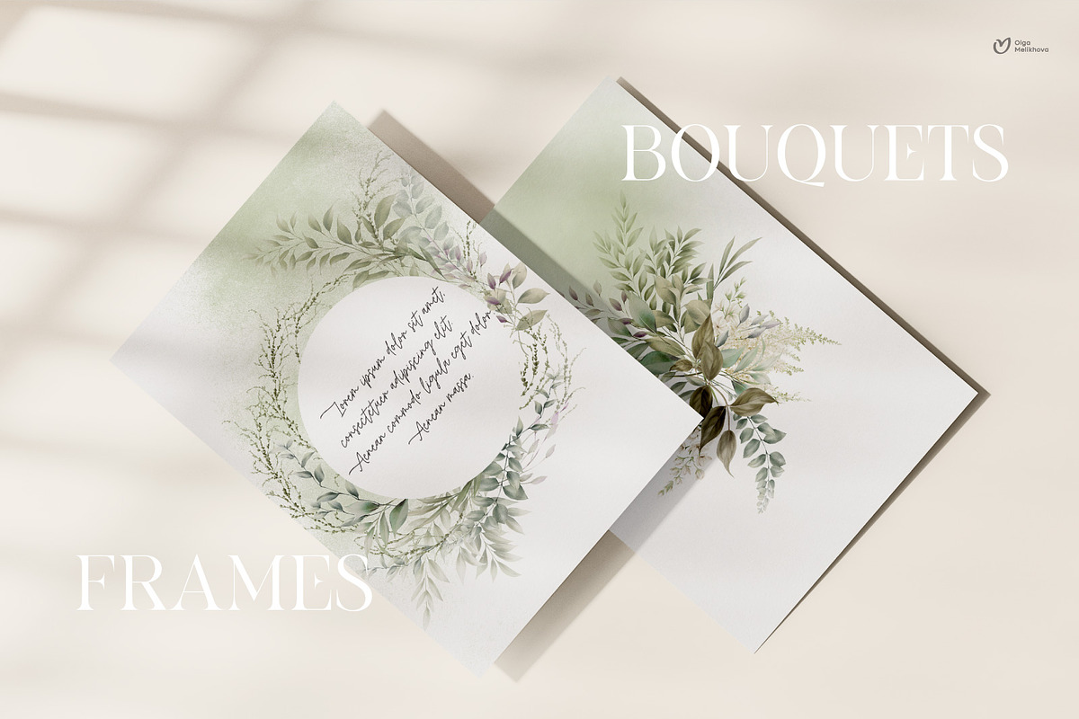 Spring greenery, floral cliparts, a Texture Illustration by ollalya (Photo 2 of 14)