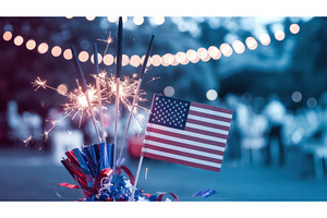 Close-up of American flag and, an Illustration by tilialucida