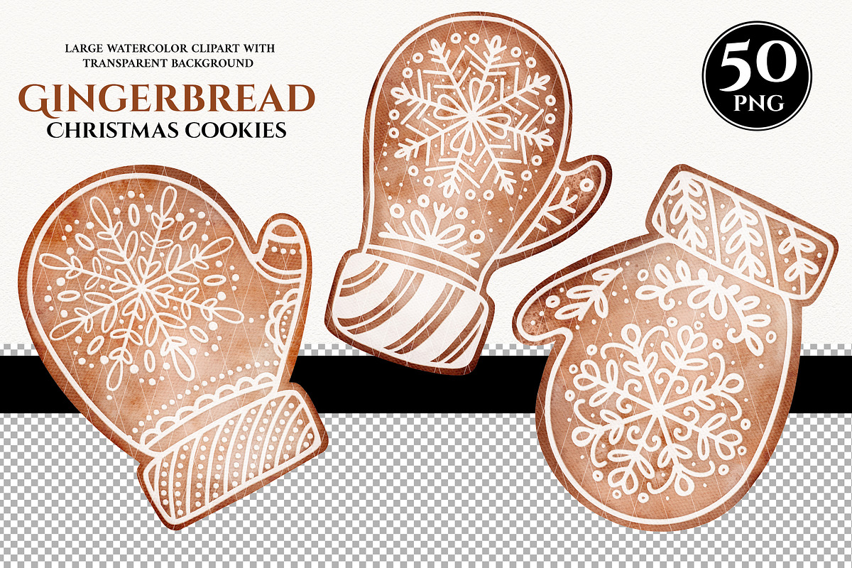 50 Watercolor Christmas Gingerbread, a Decorative Illustration by KarinkaBU (Photo 6 of 8)