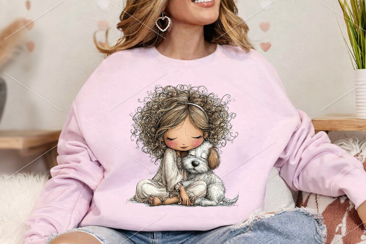 Whimsical Girl & Dog Love Clipart, a Seasonal Illustration by Canvas Craft (Photo 5 of 7)
