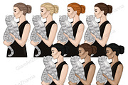 Pets Girls Clipart, a Person Illustration by GlamArtZhanna (Thumbnail 6 of 7)