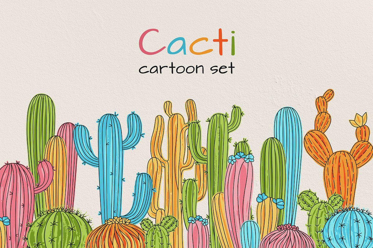 Cacti in flower pot home plants set, an Object Illustration by Neliakott ♥ (Photo 1 of 8)
