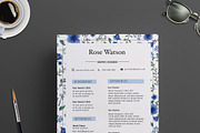 Floral Watercolor CV Template / G, a Resume Template by Showy68 Template (Thumbnail 3 of 5)