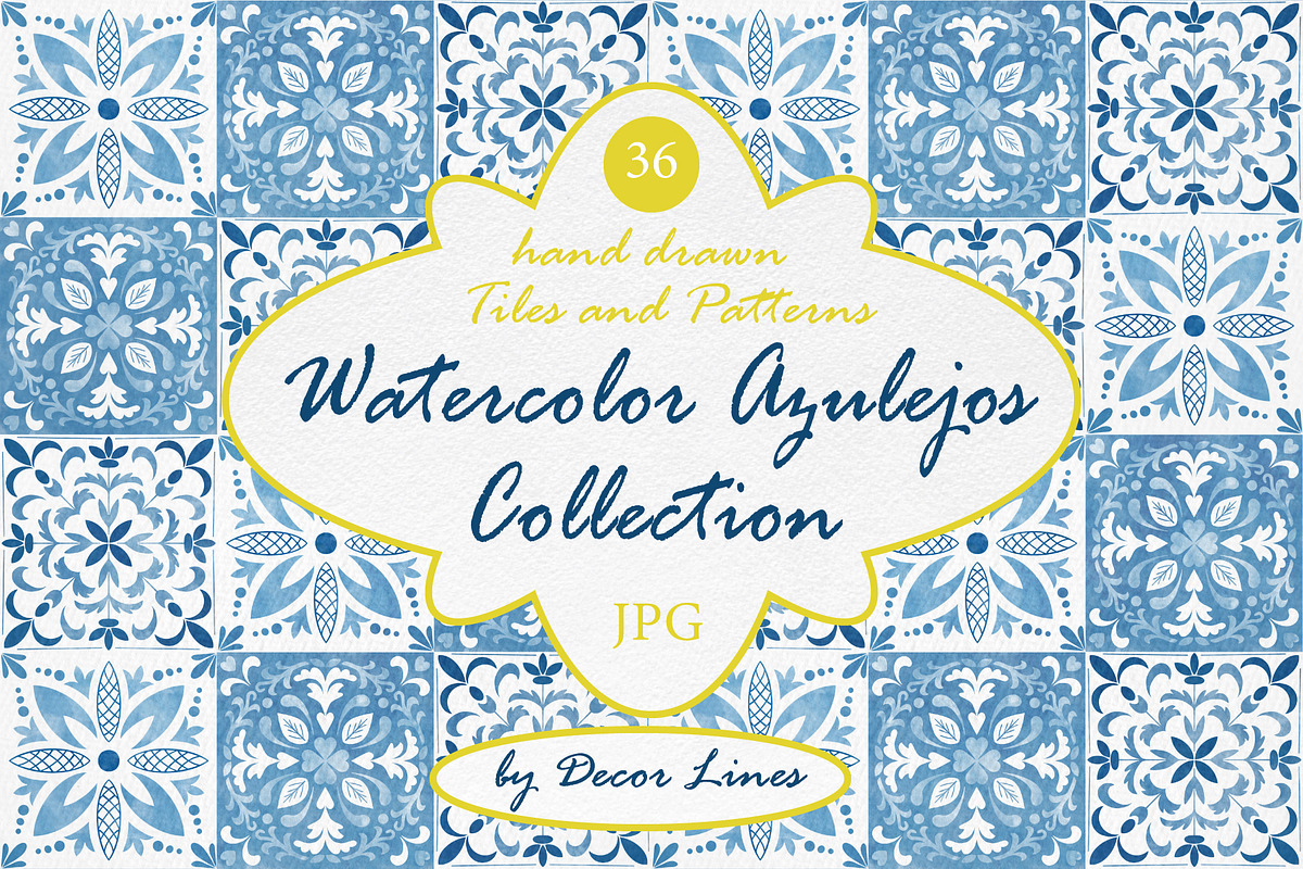Watercolor Azulejos Collection, a Decorative Illustration by Decor Lines (Photo 1 of 13)