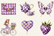 Purple Gingham Summer Clipart, an Illustration by OK Design (Thumbnail 2 of 5)