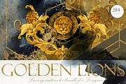 Golden Lions: Luxury Watercolor Kit, a Decorative Illustration by FineArt (Thumbnail 1 of 14)
